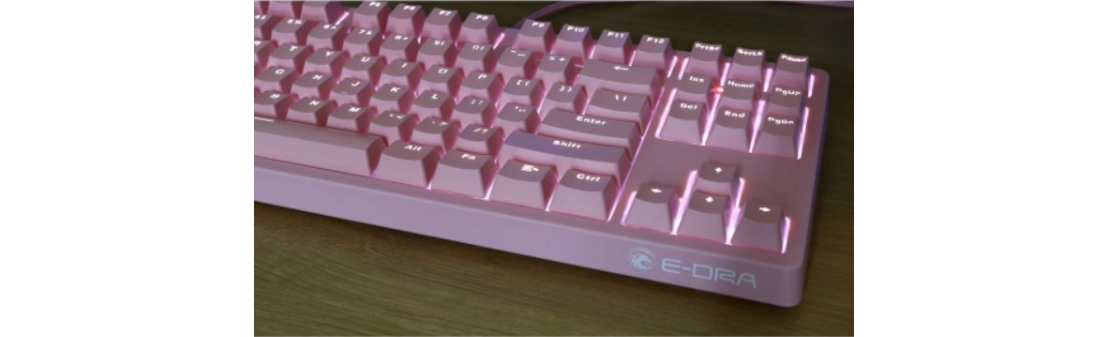 Bàn phím cơ E-Dra EK387 Mechanical Gaming Outemu Blue switch Pink Case White Led USB trang bị dải led 1 màu nổi bật